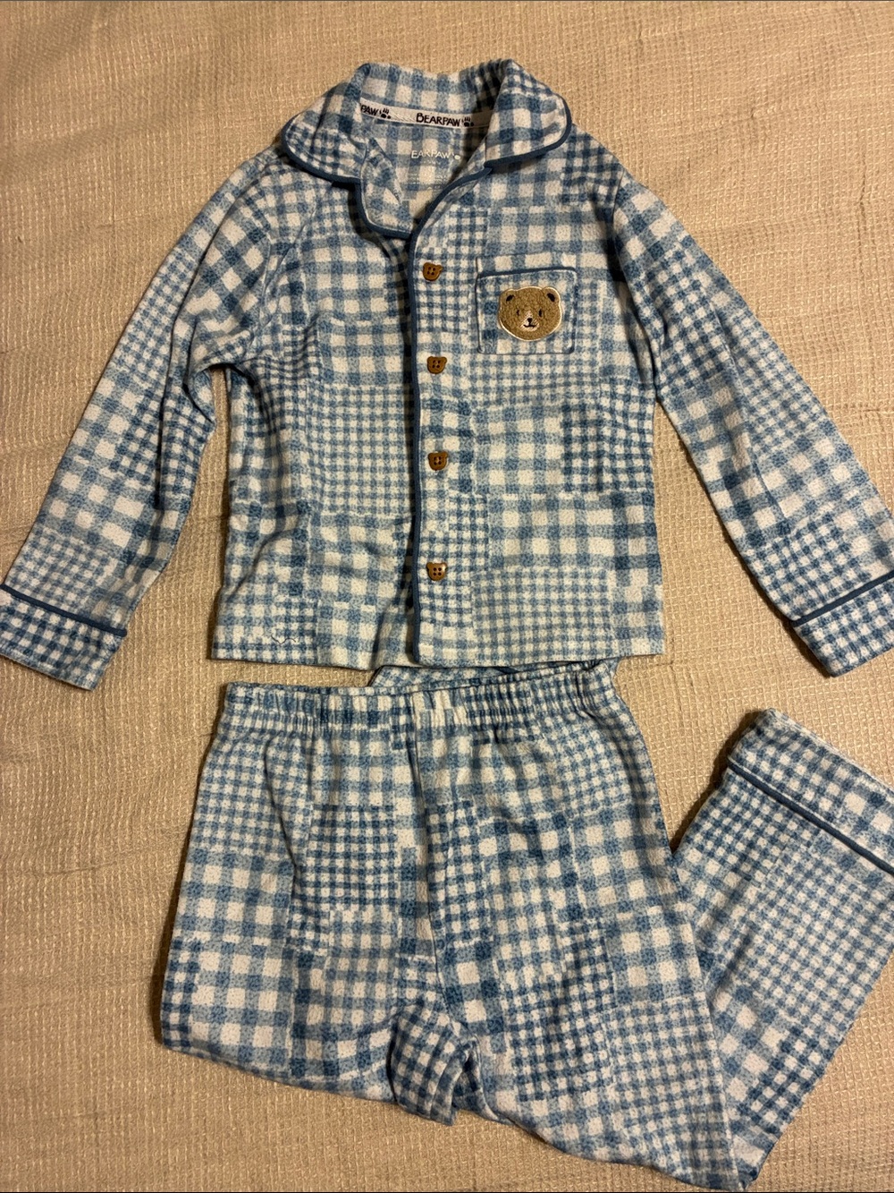 BearPaw Blue Plaid Kids Pajama Set